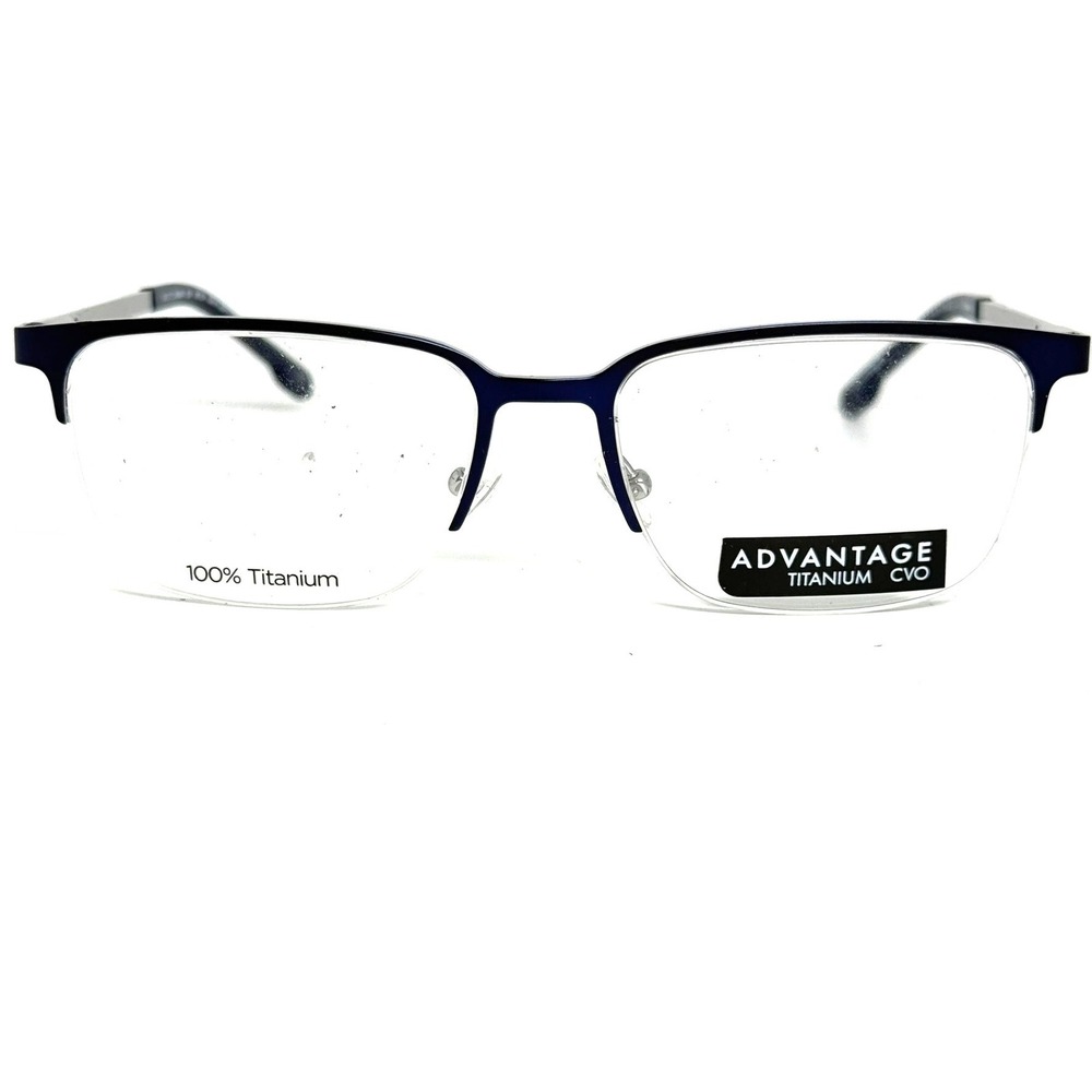 Advantage Titanium CVO MT69 Navy Matte Silver Rectangular Eyeglass Frames 54-17